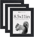 VCK 8.5x11 Black Oak Picture Frames 3 Pack, High-End Wood Wide Border Poster Frame,Tabletop & Wall Hanging, Multi-Directional Display Family Photos, Office Prints, Studio/Gallery/Home Artwork