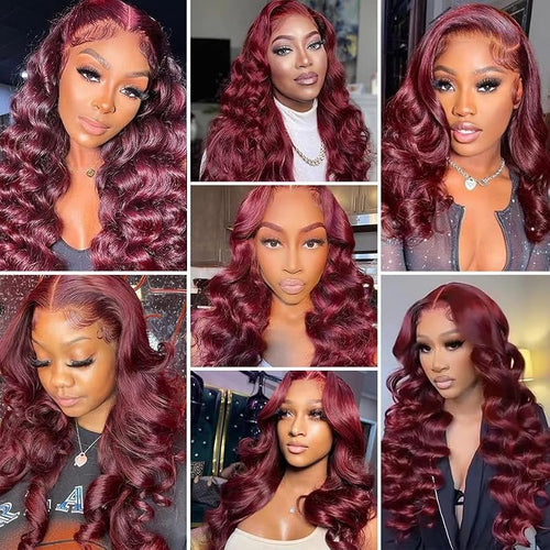 #99J Burgundy Human Hair Extensions | Deep Wave Bundles 16-20 Inch | FuivJuix Unprocessed Brazilian Virgin Hair