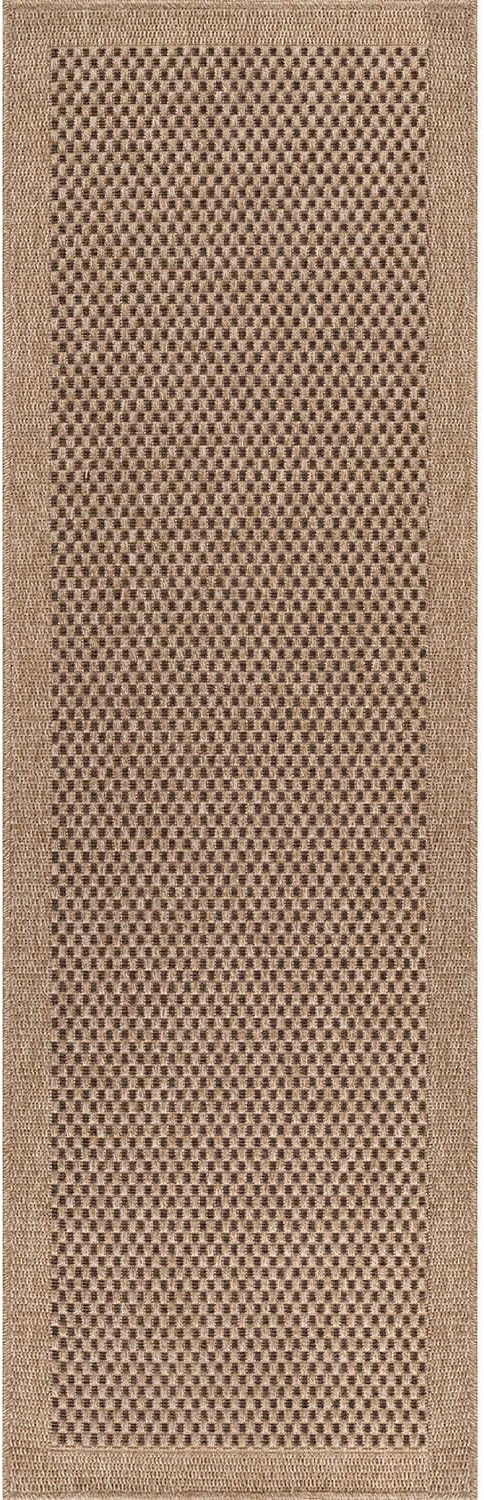 CAMILSON Indoor and Outdoor Runner Rug Natural Sisal Boho Woven Design Easy-Cleaning Non Shedding Fiber Living Room Bedroom Garden Patio and Kitchen Washable Outside Carpet Alfombras (2x7)