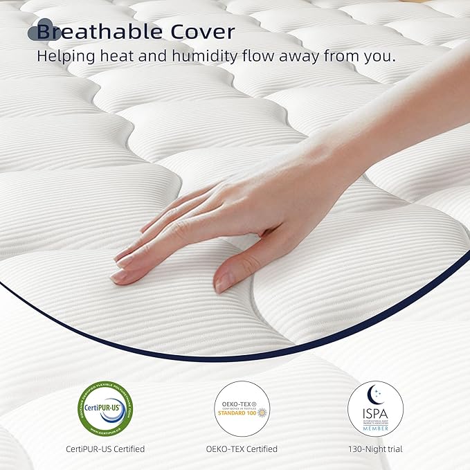 Crystli Full Mattress, 10 Inch Full Size Mattress Bed in A Box, Medium Firm Hybrid with Zero Pressure Foam, Innerspring for Pressure Relief, CertiPUR-US Certified