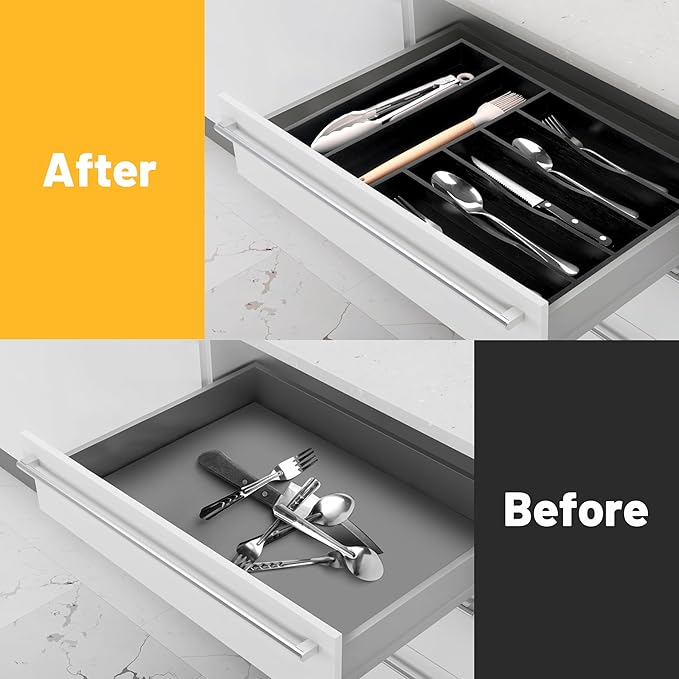 Kitchen Bamboo Silverware Organizer, Kitchen Drawer Organizer