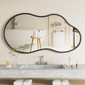 20”x 36” Irregular Wall Mirror, Asymmetrical Bathroom Vanity Mirror, Unique Shape Metal Framed Black Mirrors, Decorative Mirrors for Bedroom Living Room Entryway Wall-Mounted
