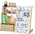 Kids Bookshelf and Toy Storage Organizer Wooden 2 in 1 Toddler Bookcase-4 Tier Book Shelf with Toy Box for Kids Room,Nursery,Playroom