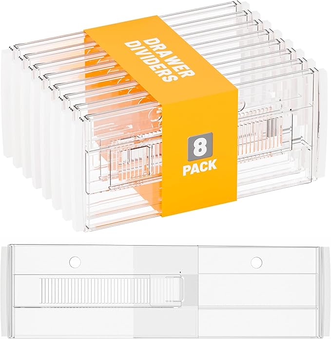 Yieach 8 Pack 6 Inch Tall Acrylic Drawer Divider
