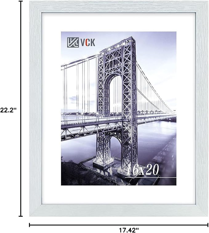 VCK Poster Frames Wood Poster Large Picture Frames for Wall Gallery Home Office Photography Art Decoration (White, 16 x 20)