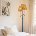 MAYNA 68" Boho Rattan Floor Lamp, 3-Light Black Tree Floor Lamp with Hand-Woven Wicker Shades, Tall Standing Lamp with Foot Switch for Living Room, Bedroom, Nursery, Rustic Farmhouse Decor