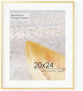 20x24 Metal Picture Frame for Wall With Mat for 16x20, 20''x24'' Aluminum Photo Frames With Tempered Glass for Home Decor, Minimalist Modern Poster Frame Horizontal And Vertical Formats, Gold