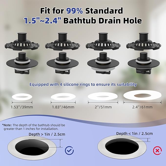 Metal 2 Pack Bathtub Drain Stopper