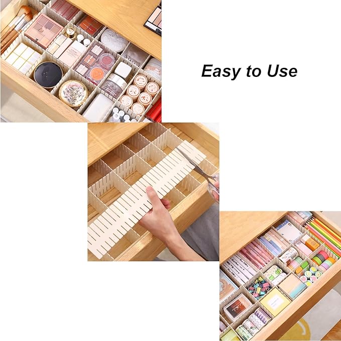Onerbuy 8pcs Adjustable Grid Drawer Dividers DIY Plastic Closet Separator Tidy