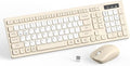 Silent Wireless Keyboard and Mouse Combo, Full-Sized Wireless Keyboard and Adjustable DPI Mouse, 2.4GHz USB Receiver, Keyboard and Mouse for PC, Windows, MAC, Desktop, Laptop(Latte-Color B)