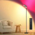 42W Dual-Sided Floor Lamp, RGB Color Changing LED Standing Lamp with Remote, Stepless Dimmabe Warm/Neutral/Cool Floor Light, Modern Torchiere Tall Lamps for Living Room Bedroom Gaming Party