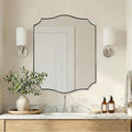 ANDY STAR 24x30 Inch Brushed Nickel Bathroom Mirror, Scalloped Mirror for Vanity, Modern Silver Mirror in Rustproof Stainless Steel Frame, Elegant Curved Scallop Design, Ideal for Home Remodel
