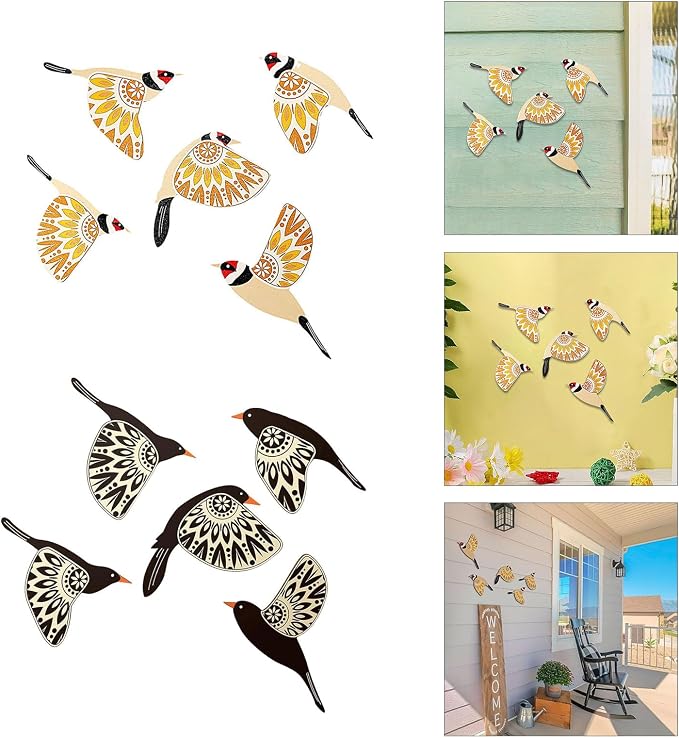 5 Piece Wooden Bird Wall Hanging Ornaments Set Farmhouses Scandinavian Home Decors For Bird Lover Handmade Wall Art Wood Nursery Wall Decorations