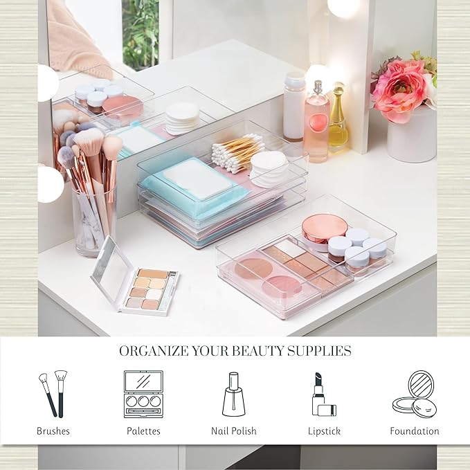 STORi SimpleSort 3-Piece Stackable Clear Drawer Organizer Set | 9" x 6" x 2"