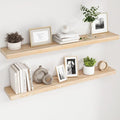 fuqing Natural Wood Floating Shelves, 48 Inch Wood Floating Shelves Set of 2, Natural Raw Wood Shelves for Living Room Bedroom Home Office - Natural