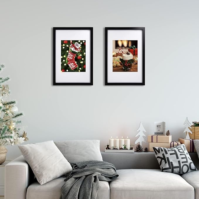 Egofine 12x18 Solid Wood Picture Frame, Made of Solid Wood Covered by Plexiglass 8.5x11 with Mat 12x18 without Mat, Poster Frame for Wall Mounting Hanging Photo Frame Vertically or Horizontally, Black
