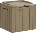 Greesum 31 Gallon Resin Deck Box All Weather Outdoor Storage Boxes for Patio Furniture Set,Outdoor Toys,Garden Tools,Light Coffee