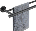 JQK Double Towel Bar Black, 15 Inch 304 Stainless Steel Thicken 0.8mm Towel Rack Holder for Bathroom Washcloths and Hand Towels, Matte Black Wall Mount, Useable Length 12 Inch, TB100L12-PB