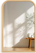 24"x36" Arch Wall Mirror for Wall, Wall Mounted Vanity Mirror for Bedroom, Wood Grain Finish Frame Mirror with Tempered Glass, Vintage Decorative for Bathroom, Entryway, Living Room, Natural