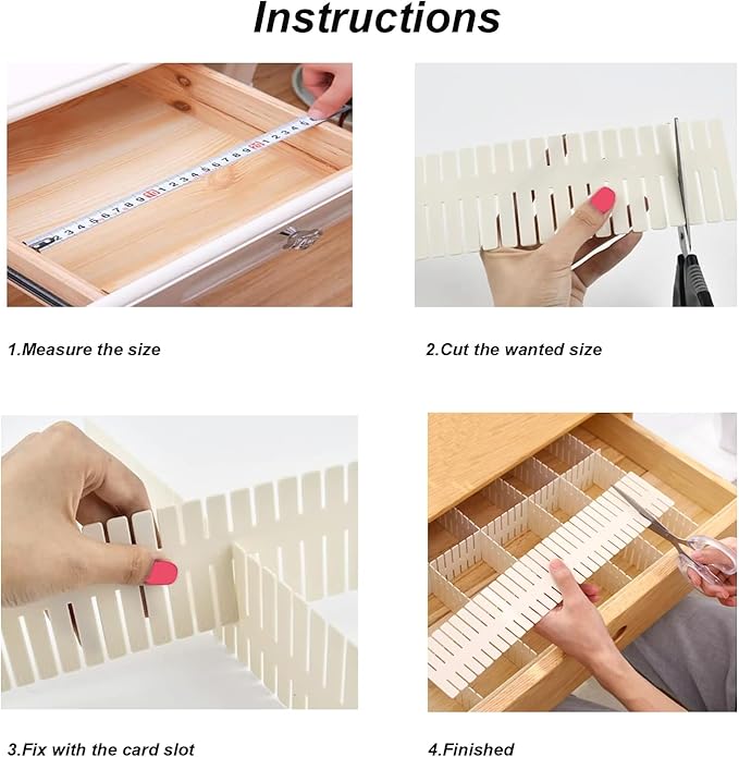 Onerbuy 8pcs Adjustable Grid Drawer Dividers DIY Plastic Closet Separator Tidy