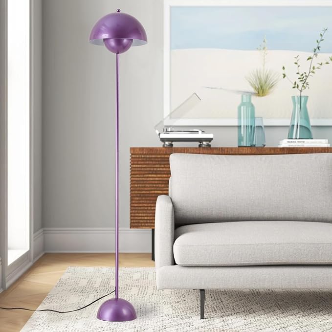 COSYLUX Modern Floor Lamp for Living Room, Industrial Tall Standing Lamp for Bedroom, Metal Shade Reflecting Light Reading Floor Lamp for Office, Nursery Room, Corner(Pearl Purple)