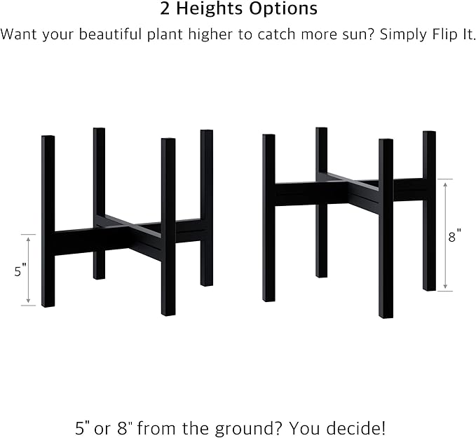 FaithLand Mid Century Plant Stand Indoor Outdoor (EXCLUDING 12" Plant Pot) , Hold Up to 12 Inch Planter, Metal Planter Stand, Potted Plant Holder, Black - Fits Snake Plant - Upgraded Design.