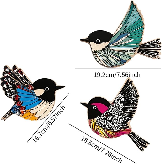 Fenteer Bird Wall Hanging Wooden Bird Wall Art Flying Birds Wall Decor Wooden to Install Material Suitable for Living Room Bedroom