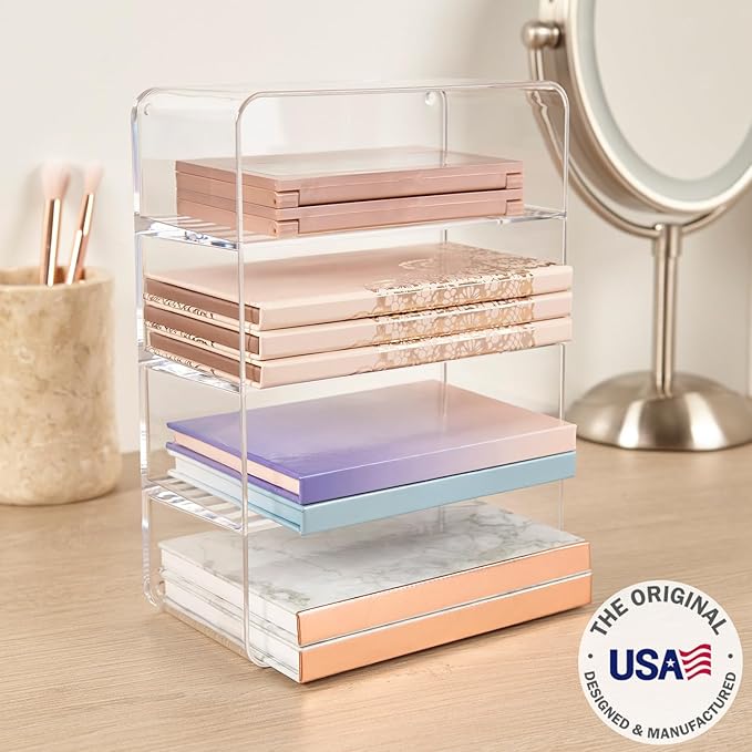 STORi 4-Compartment Clear Plastic Organizer, Rectangular Divided Makeup and