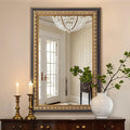 Vintage Mirror for Wall, 36" L x 24" W Baroque Mirror with Carved Wood Frame and Handmade Aged Gold Finish, Horizontal/Vertical Hanging, Rectangular Mirrors for Living Room Bathroom Fireplace