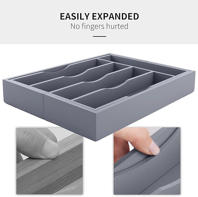 Expandable Bamboo Kitchen Drawer Organizer