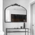 OUSHUAI Black Arched Mirror for Wall,Baroque Fireplace Mirror Decor,Brass Wall Mirror,Ornate Mirrors for Entryway/Bathroom/Living Room/Hallway 36"X30" …