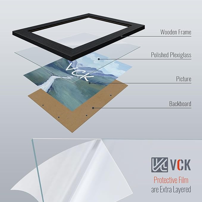 VCK 11x14 Picture Frame, Black Wood 14 x 11 Diploma Document Frames, Home or Gallery Wall Hanging, 1 Pack