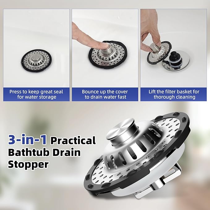 Metal 2 Pack Bathtub Drain Stopper