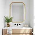 24 x 36 Inch Gold Octagon Wall Mirror, Modern Metal Framed Octagonal Bathroom Mirror, Decorative Wall Mounted Mirror for Vanity, Living Room, Bedroom & Entryway