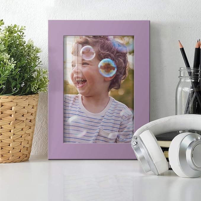 Renditions Gallery 5x7 inch Picture Frame High-end Modern Style, Made of Solid Wood and High Definition Glass Ready for Wall and Tabletop Photo Display, Violet Frame