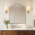 ANDY STAR Brass Scalloped Arched Wall Mirror, 30x36 Brushed Gold Irregular Bathroom Mirror with Curved Design for Vanity, Powder Room, Fireplace, Mantel, with Stainless Steel Metal Frame