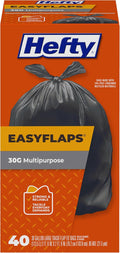 Hefty Easy Flaps Multipurpose Large Trash Bags, 30 Gallon
