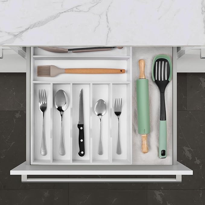 Kitchen Bamboo Silverware Organizer, Kitchen Drawer Organizer