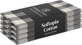 Checked Kitchen Towels 4 Pack, 18x26 Inches, Absorbent Dish Cloths, Reusable and Washable Tea Towels for Drying and Cleaning, Quick Dry Wash Rags - Light & Grey, Natural