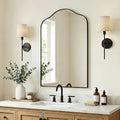 ANDY STAR Scalloped Arched Mirror, 24x38 Matte Black Irregular Wall Mirror for Bathroom Vanity Decorative, for Entryway, Fireplace, Mantel, Rustproof, Stainless Steel Frame