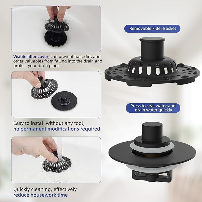 Metal 2 Pack Bathtub Drain Stopper