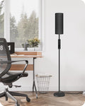 Dimmable Black Floor Lamp for Living Room with Remote and Foot Switch, Corner Floor Lamp for Bedroom, Modern Standing Tall Lamp, 10W 900LM Bulb Included, 3000K-6500K, Linen Shade, FCC Listed B06LD05W1