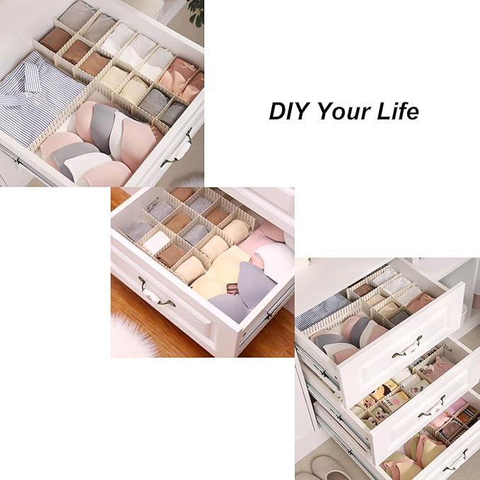 Onerbuy 8pcs Adjustable Grid Drawer Dividers DIY Plastic Closet Separator Tidy