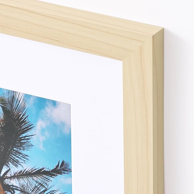 Vittanly Picture Frames Set of 10, Picture Frames Collage Wall Decor with Two 8x10, Four 5x7, and Four 4x6 Photo Frames, Gallery Wall Frame Set for Wall or Tabletop Display, Natural