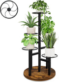5 Tier Plant Stand Indoor Outdoor,Tiered Plant Stands,Wood Plant Shelf for Multiple Plants, Wrought Iron Flower Stand, Tall Plant Rack Shelf for House Patio Garden - BlackKite