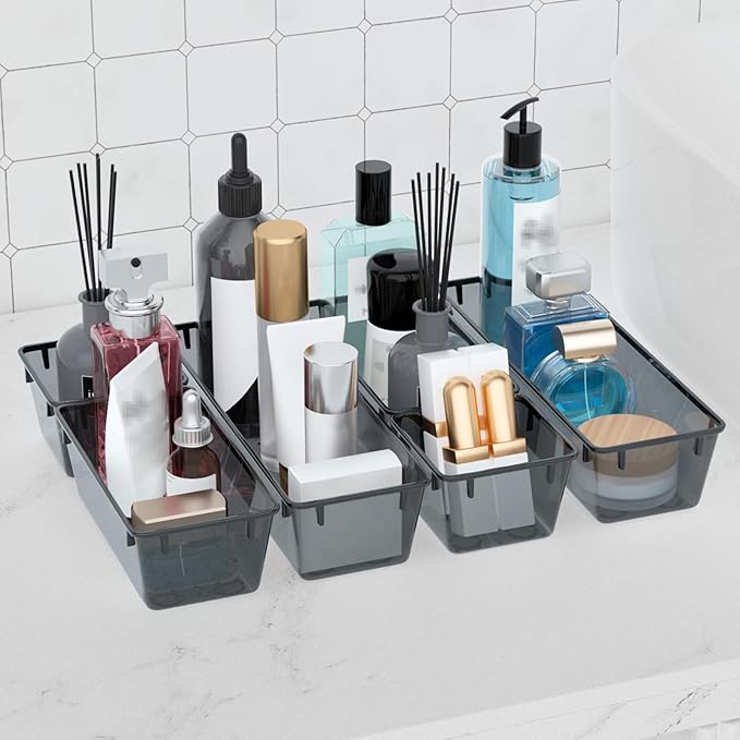 WOWBOX 6 Pack Clear Drawer Organizer Set, Acrylic Drawer Storage Trays