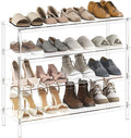 Aquiver 4 Tier Acrylic Shoe Rack for Closet - Wide Shoe Rack - Entryway Shoe Organizer for 16-20 Pairs of Shoes, Easy to Clean, 32.3'' L x 11.8'' W x 28.4'' H