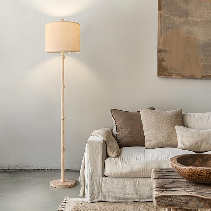 BOBOMOMO Retro Farmhouse Floor Lamp Rotary Switch, 62" Resin Vintage Floor Lamp, Rustic Tall Floor Lamps for Living Room, Corner, Bedroom, Office(Without Bulb)