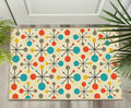Retro Front Door Mat Small Entryway Rug Carpet 2x3 Non Slip Washable Mid Century Modern Indoor Doormat Floor Mats for Kitchen Bathroom Bedroom Entrance Entry (Yellow)