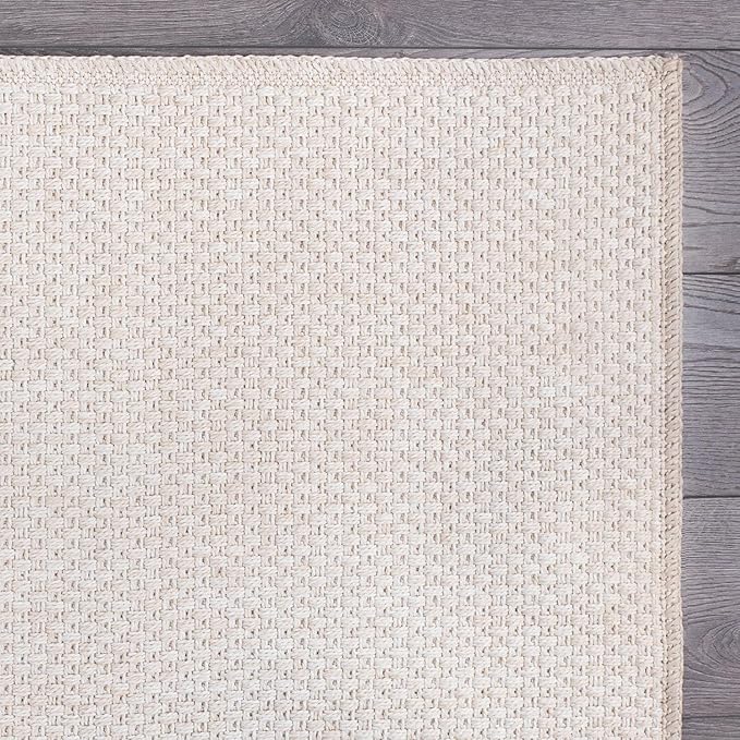 CAMILSON Easy Jute Rug 9x12, Indoor Outdoor Off-White Farmhouse Area Rugs for Living Room Patio and Kitchen Rug, Solid Woven Design, Easy-Cleaning, Washable Outside Carpet Alfombras (9 x 12)